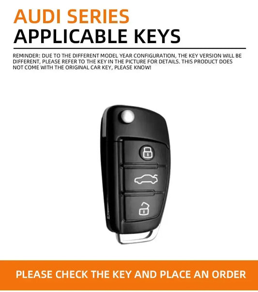 Zinc Alloy Leather Car Key Case Cover For Audi A3 S3 RS3 Keychain