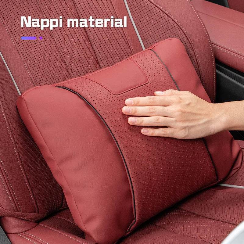 Land Rover Leather Car Neck Pillow & Lumbar Support - headrest white