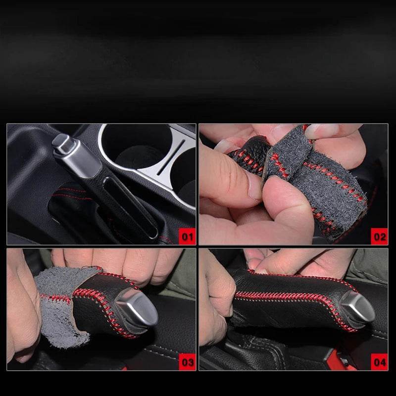 Universal Gear Shift & Handbrake Cover Set – Soft Interior Decoration for Manual Cars - Black