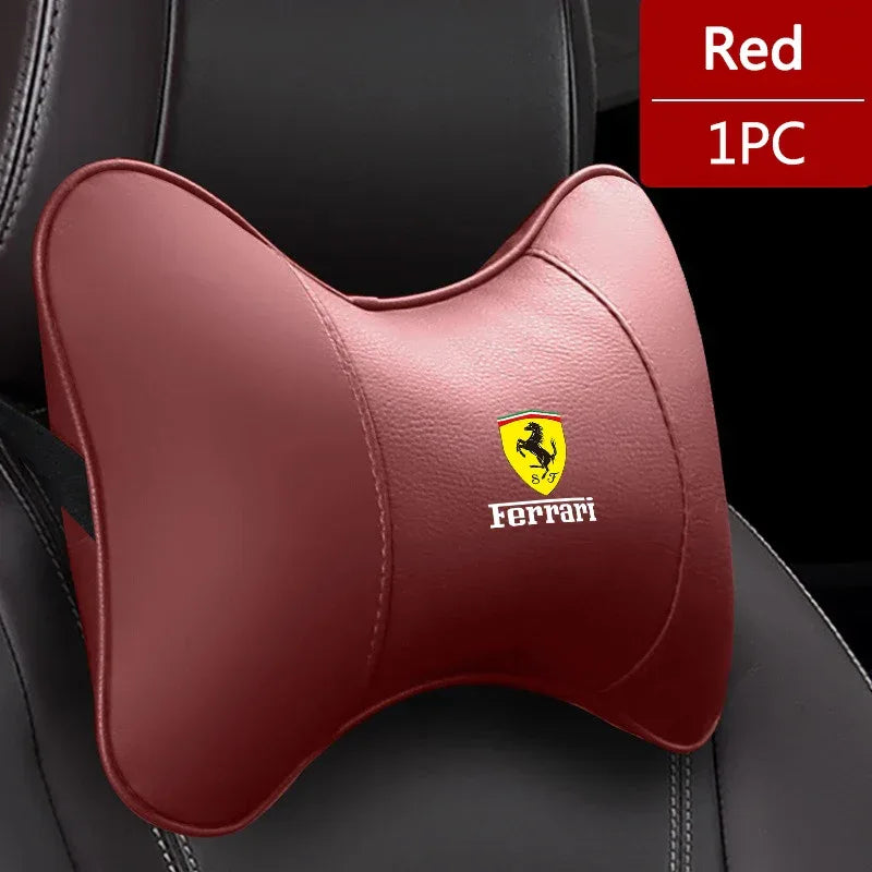 Ferrari Leather Headrest Cushion - Red