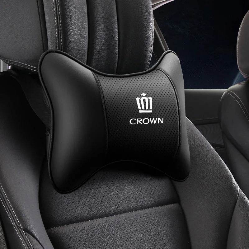 Toyota Crown Leather Car Neck Pillow - TZ-Mocha brown