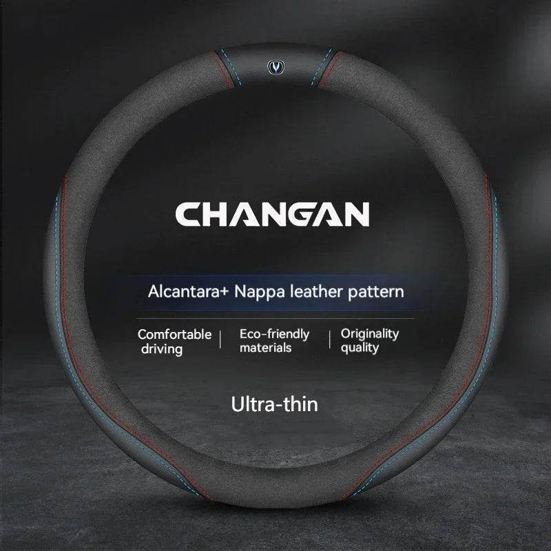 Changan Leather Steering Wheel Cover - O Style 3 black