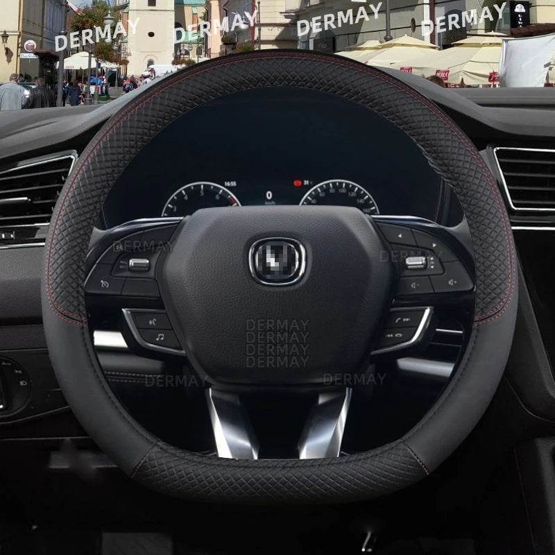 Changan Sports Microfiber Leather Steering Wheel Cover - A- Black