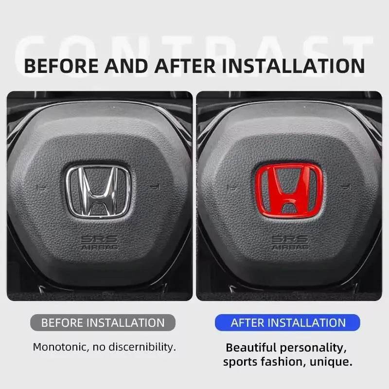 Honda 3D ABS Steering Wheel Emblem Sticker - Black