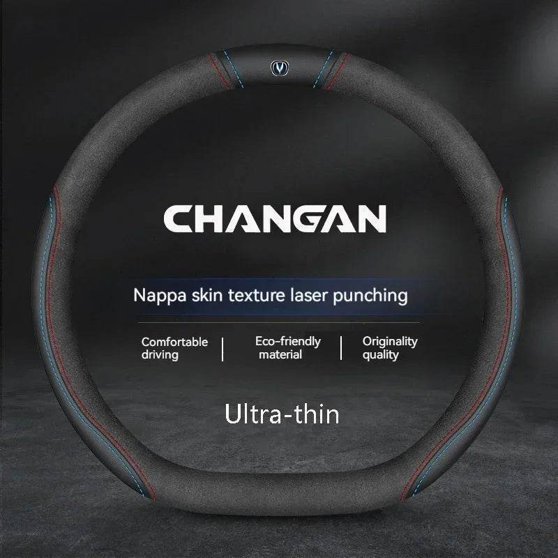Changan Leather Steering Wheel Cover - D Style 3 black
