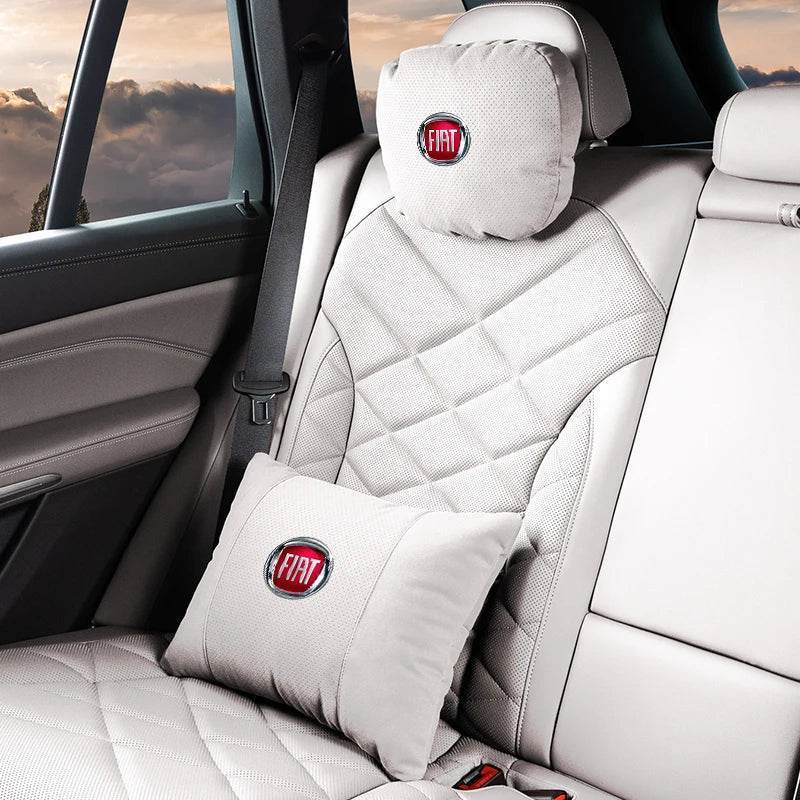 Suede Car Neck Pillow for FIAT 500, Ducato, Panda, Abarth & More – Ergonomic Headrest - headrest 1pc brown