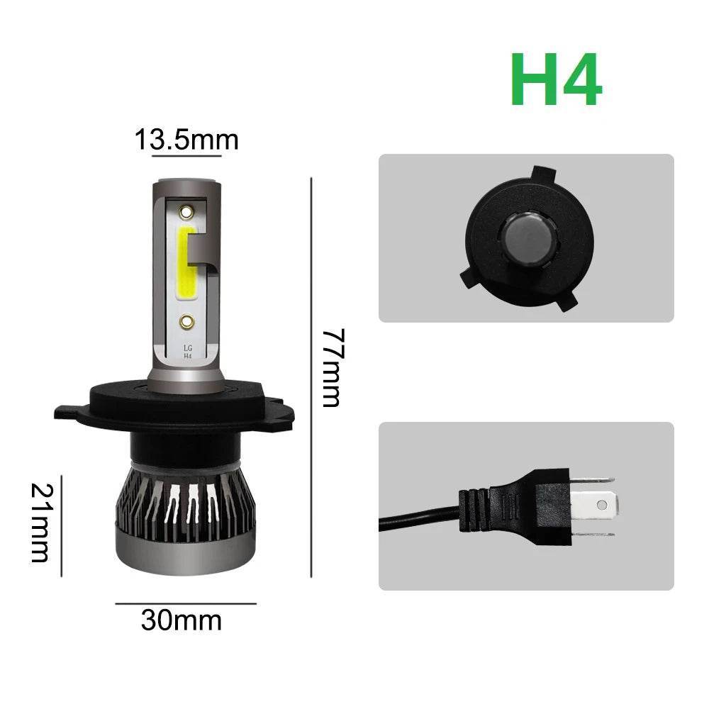 2Pcs LED Car Headlight Bulbs – 20000LM Turbo 12V Lamp for H1, H3, H4, H7, H8, H11, 9005, 9006, HB3, HB4, H13, HB5, HB1 - 6000K White Color / H7