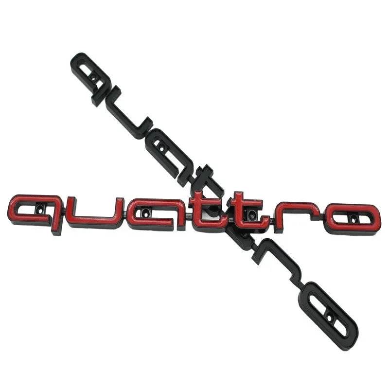 Audi Quattro Emblem | 3D ABS Front Grille Car Badge - Silver Black