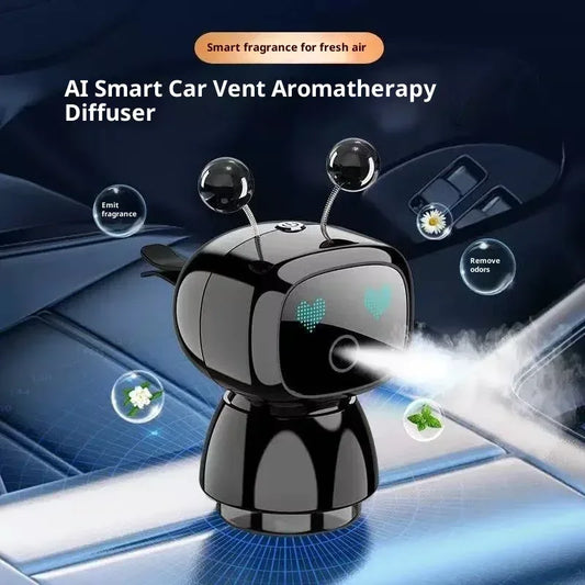 Creative Car Smart Aromatherapy Diffuser - Robot-shaped Aromatherapy Ornament, Air Freshener with Long-lasting Light Fragrance - Gray