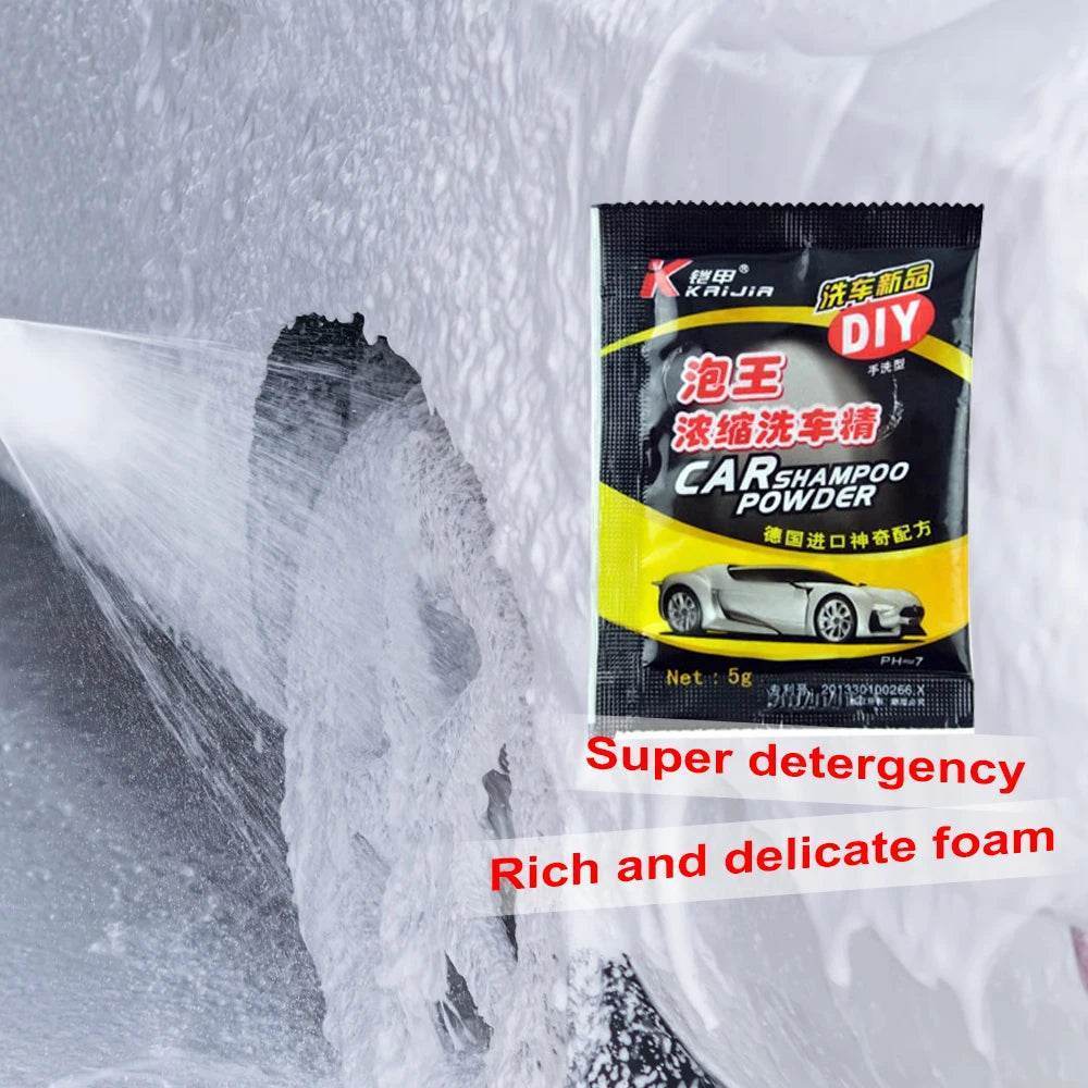 Car Wash Shampoo Powder – Universal Car Cleaning Soap for Body, Glass & Wheels - 10 bags