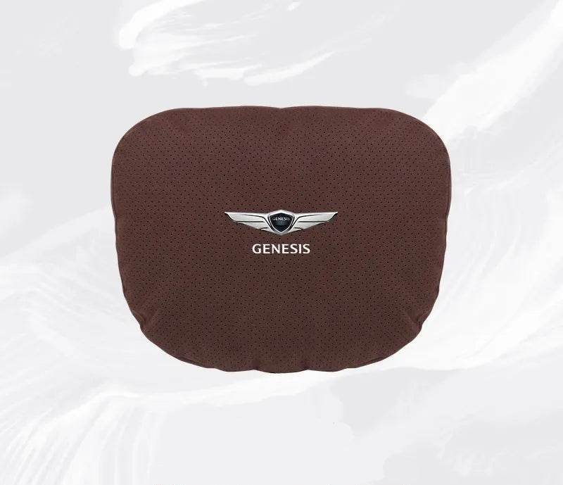 Suede Car Neck Pillow & Lumbar Support for Genesis G80, GV70, GV80, G90 & More - headrest 1pc white