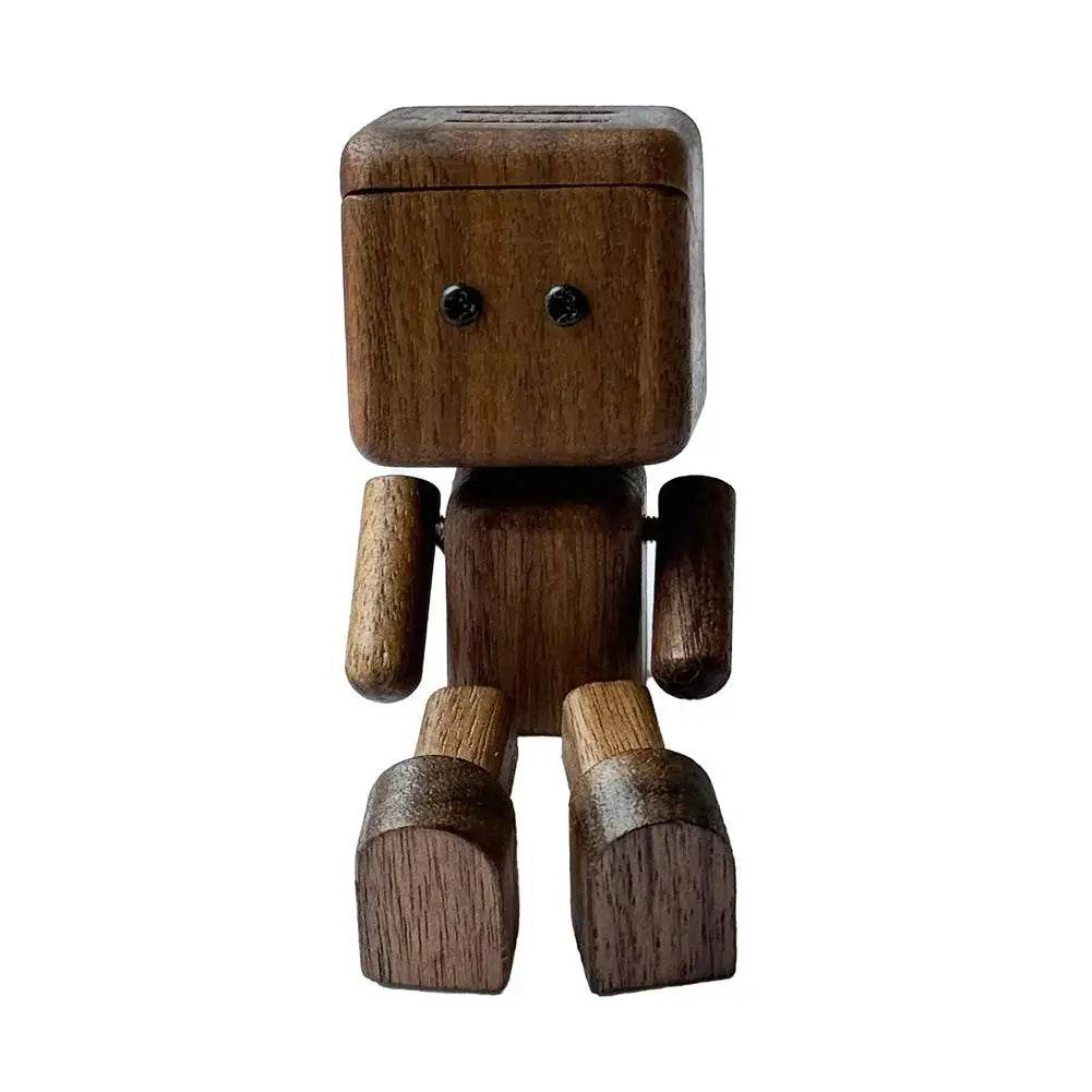 Wooden Leg-Shaking Car Ornament – Cute Robot Fragrance Doll - B