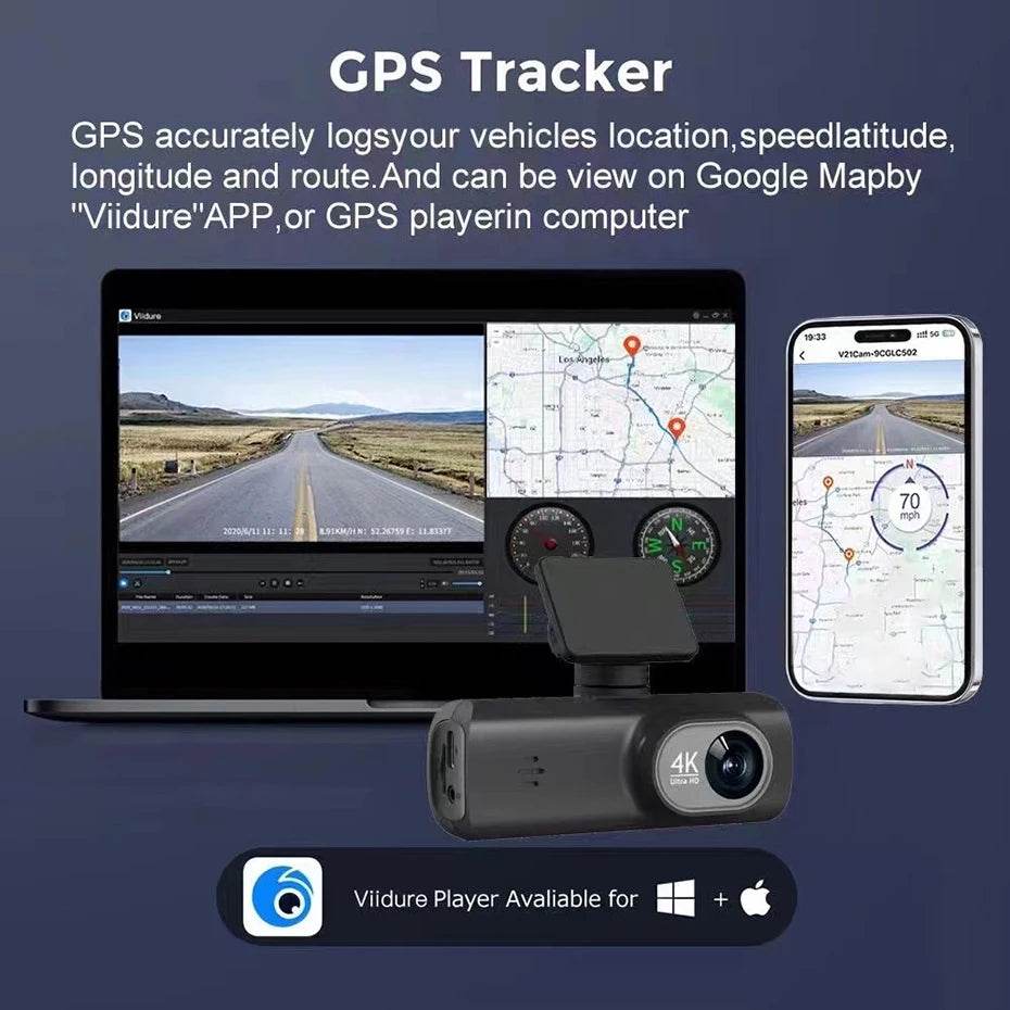 4K WIFI V22 Mini Dashcam Night Vision with Rear Camera -