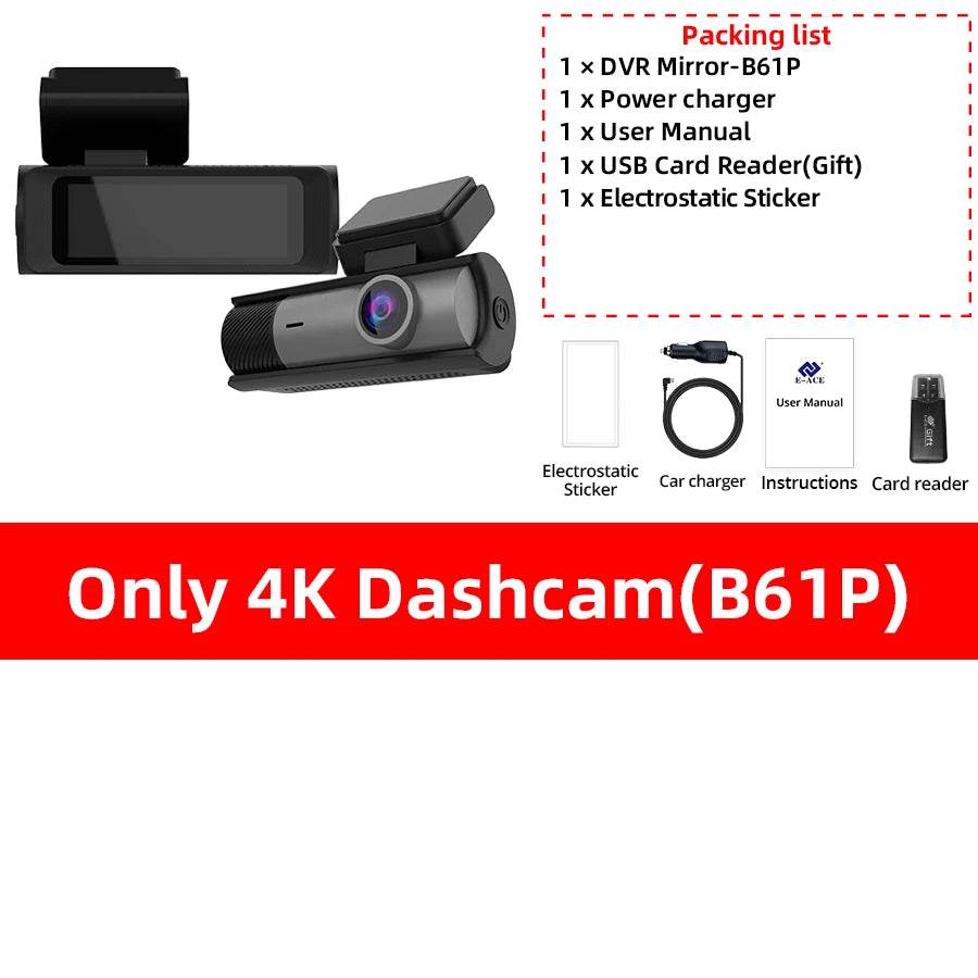 4K Mini Dash Cam With Rear Camera -