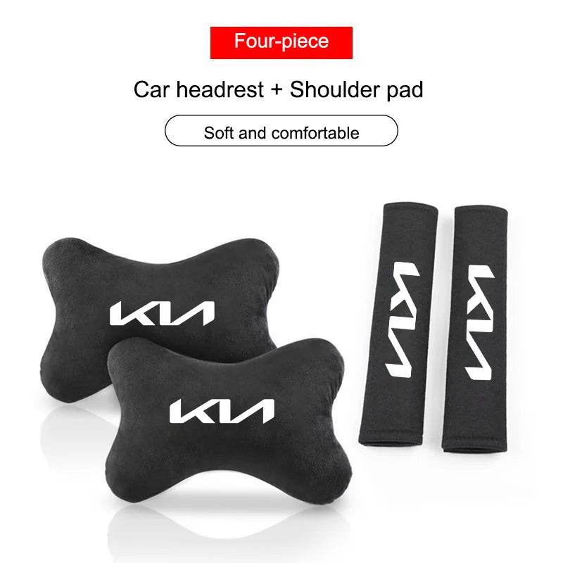 KIA Neck Pillow and Seat Belt Pad - 4pc-2Neck Pillow+2Seat Belt Pad