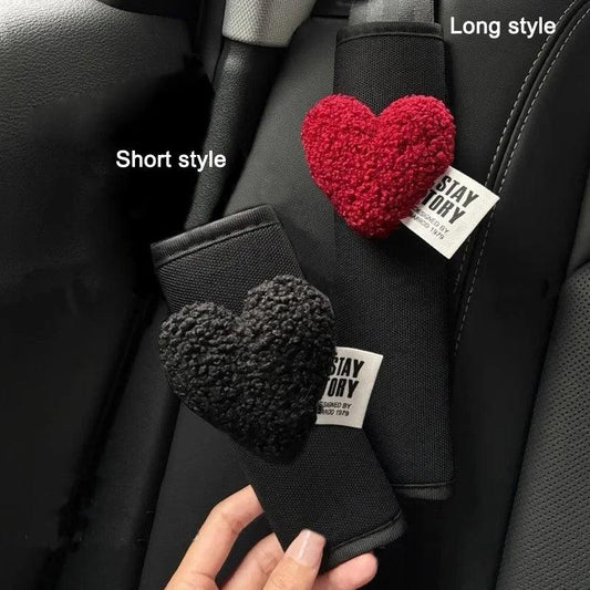 Ice Silk Car Seat Belt Covers Red Heart Retro Design Shoulder Pads