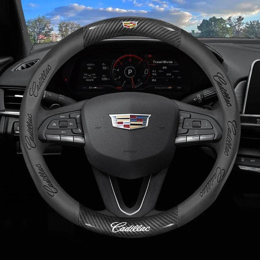 Cadillac Steering Wheel Cover - Leather Black
