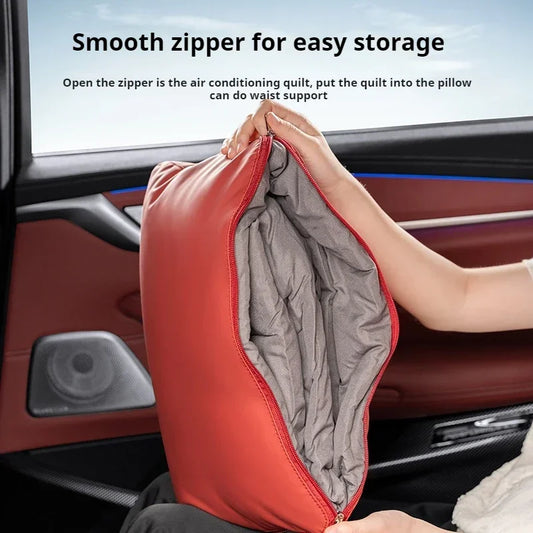 Custom Logo Car Blanket Pillow Dual-Purpose Folding Waist Cushion