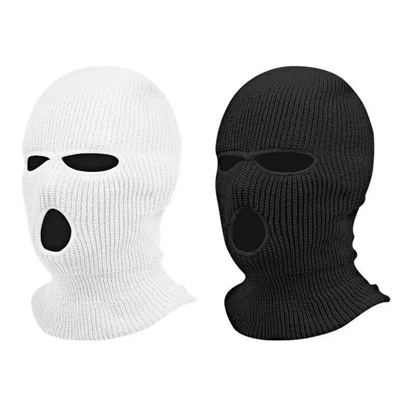 3-Hole Funny Car Seat Headrest Cover – Full Face Ski Mask Design - White