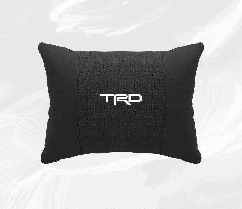 TRD Suede Car Neck Pillow for Toyota Corolla, Yaris, Camry, Prius & More - lumbar black