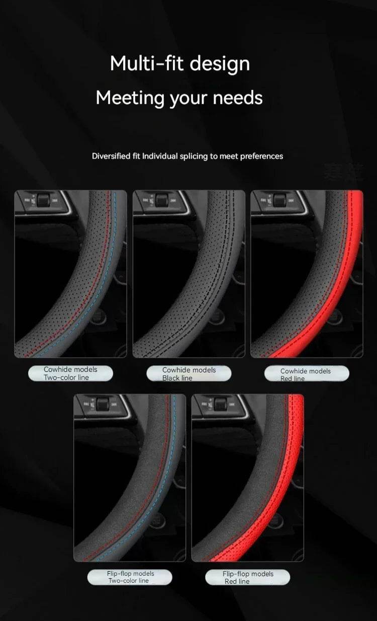 Changan Leather Steering Wheel Cover - D Style 2 black