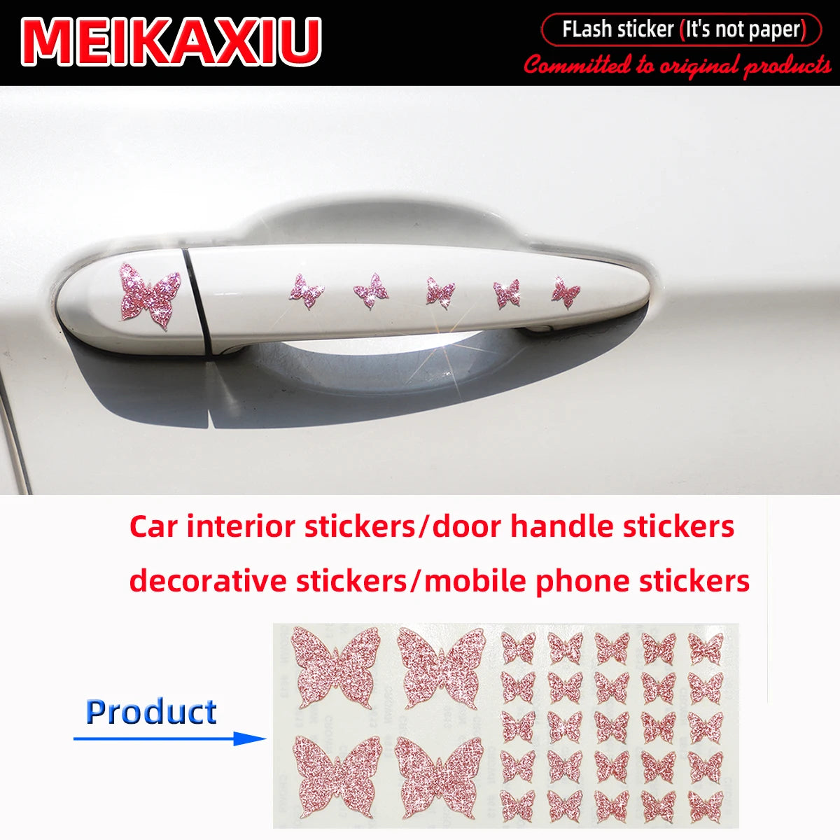 Bling Butterfly Car Door Handle Stickers