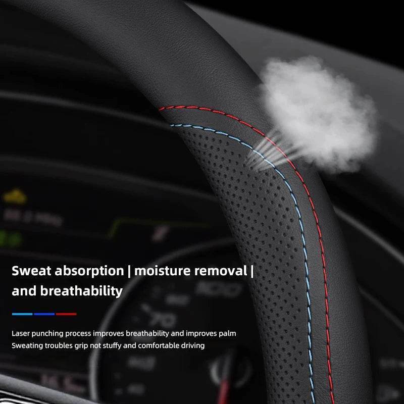 Chevrolet Leather Steering Wheel Cover – Fits Cruze, Camaro, Malibu, Silverado & More - DX-B