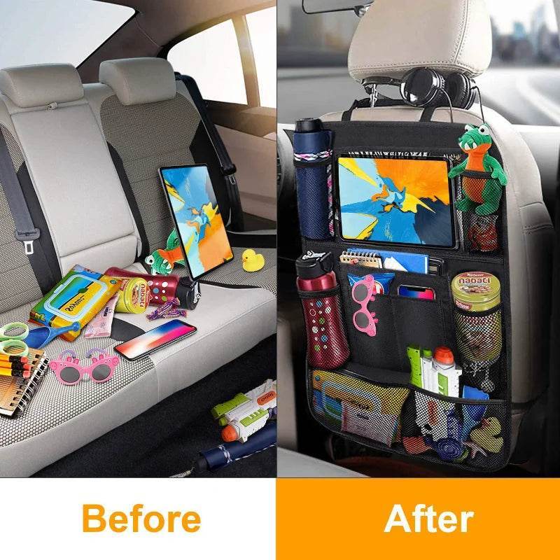 Car Backseat Organizer with Clear Touch Screen Tablet Holder - Side storage 1PC