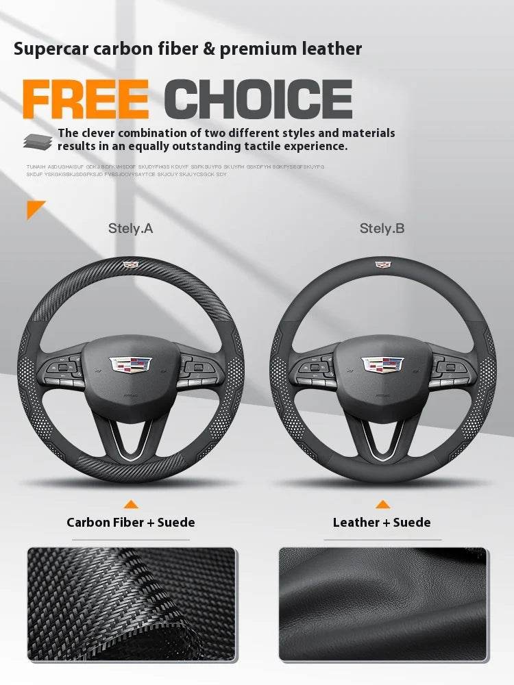 Cadillac Steering Wheel Cover - Leather White