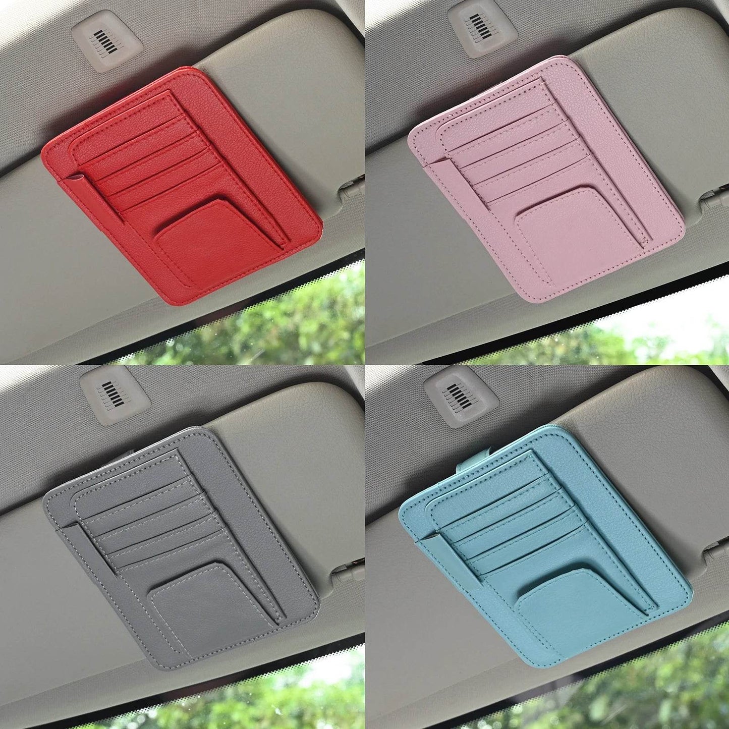 Multi-Pocket Car Visor Organizer – for Cards, Glasses & Essentials - Grey