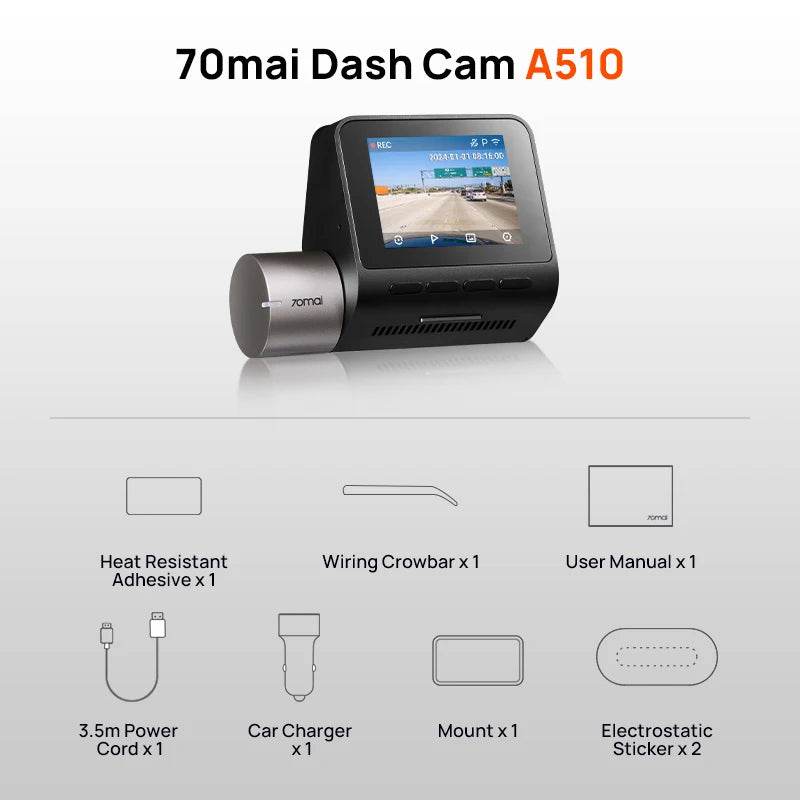 Dash Cam A510 | HDR, GPS, ADAS, 4G Connectivity, 24H Parking Support, Rear Camera - A510 Front Cam