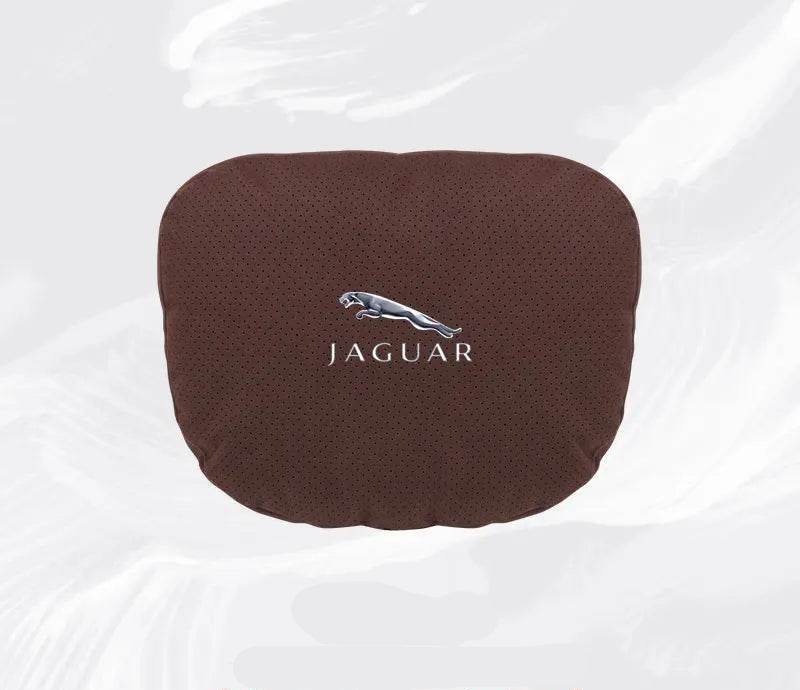 Breathable Suede Car Neck Pillow for Jaguar XE, XJ, XF, E-Pace, XJL & More - headrest 1pc black