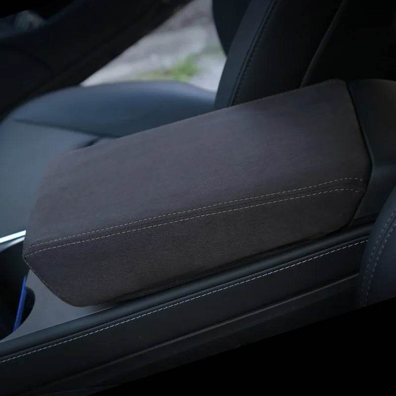 Tesla Model 3 & Model Y Armrest Cover - Suede black thread