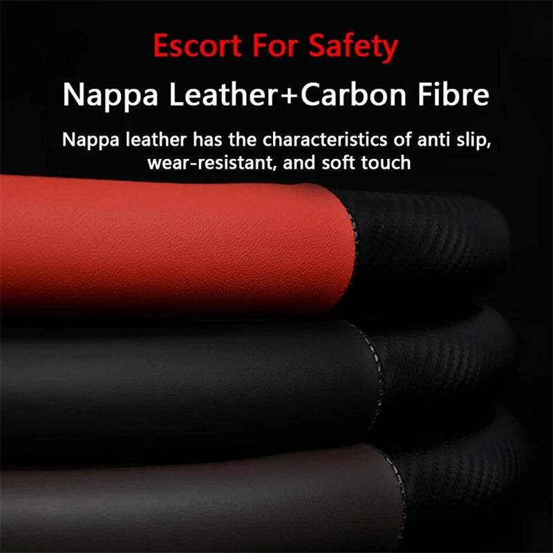 Mazda Carbon Fiber & Leather Steering Wheel Cover - Brown