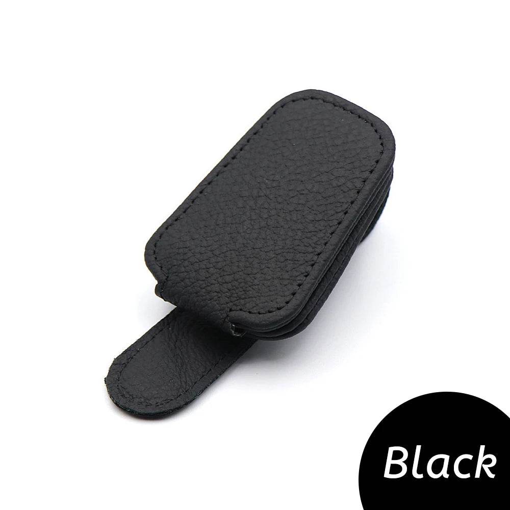 Universal Car Sunglasses Holder & Card Clip – Sun Visor Mount with Pen Case & Ticket Organizer - Beige