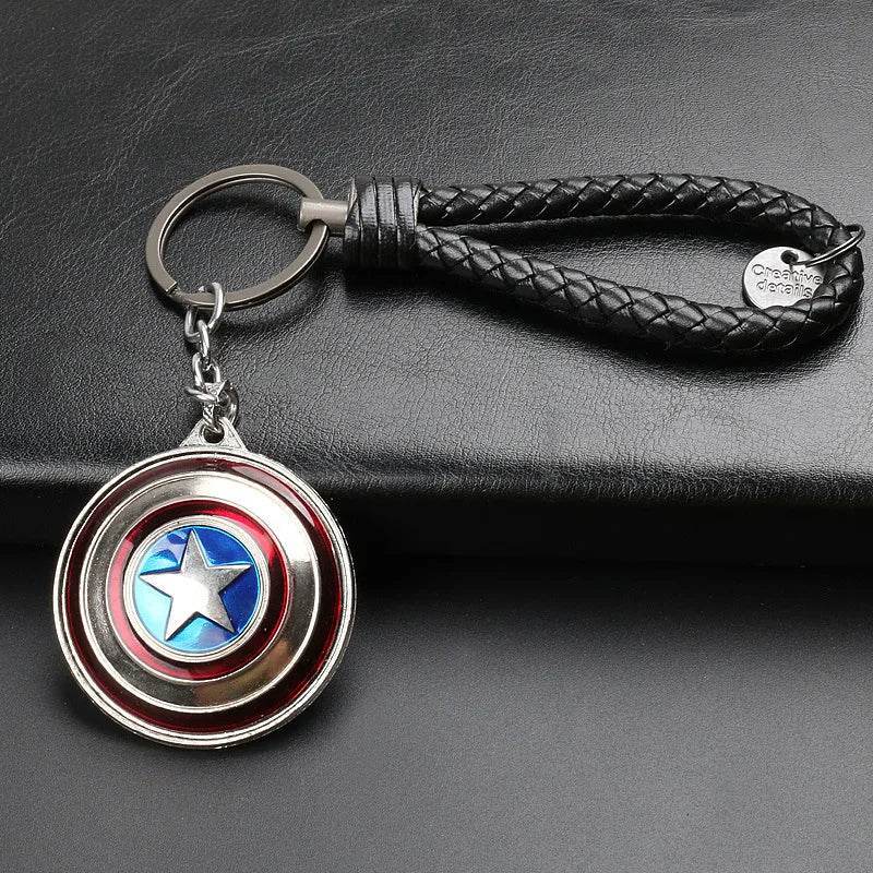 Marvel Avengers Deadpool Captain America Shield Keychain Rotate Relieve Anxiety Toy Keyring Car Bag Key Holder Accessories Gift - si shi