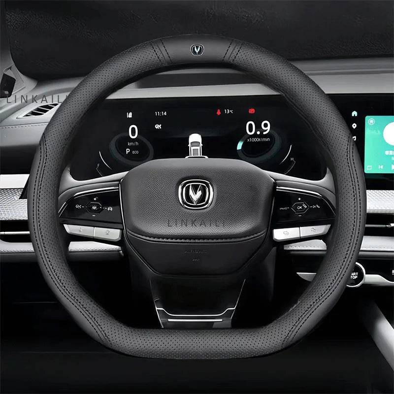 Changan Leather Steering Wheel Cover for UNI-K UNI-T CS15 CS35 CS55 CS75 CS85 CS95 Alsvin CX70 -