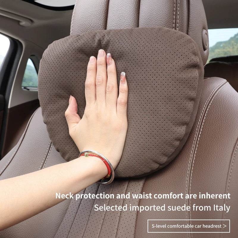 Nissan Patrol Headrest & Lumbar Waist Rest - Neck Support Pillow - Brown Headrest