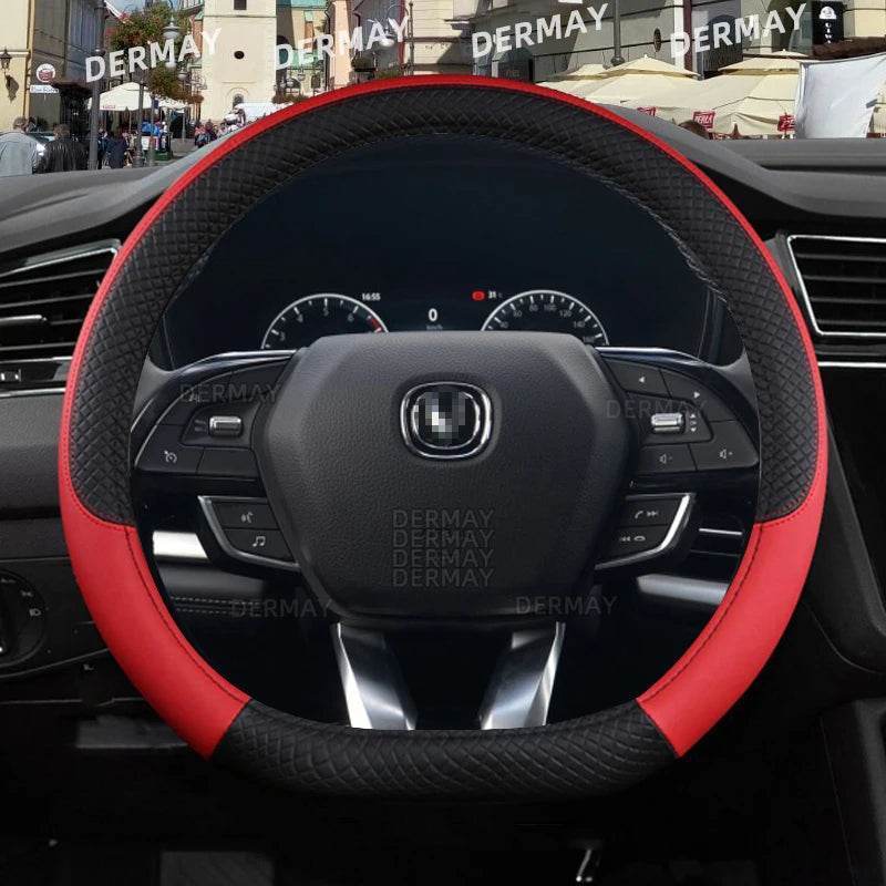 Changan Sports Microfiber Leather Steering Wheel Cover - A- Red