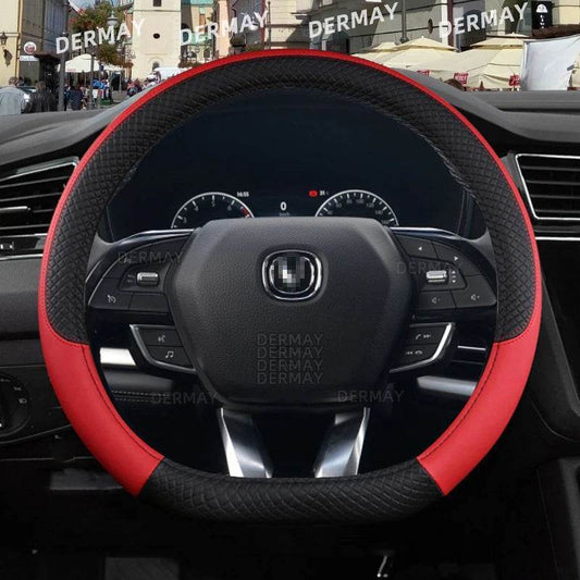 Changan Sports Microfiber Leather Steering Wheel Cover - A- Red