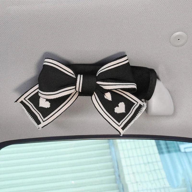 Red Bow Plush Car Interior Handle Cover Universal Handbrake Case
