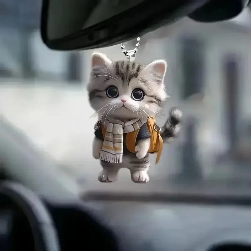 Cat Car Pendant – 2D Rearview Mirror Hanging Ornament