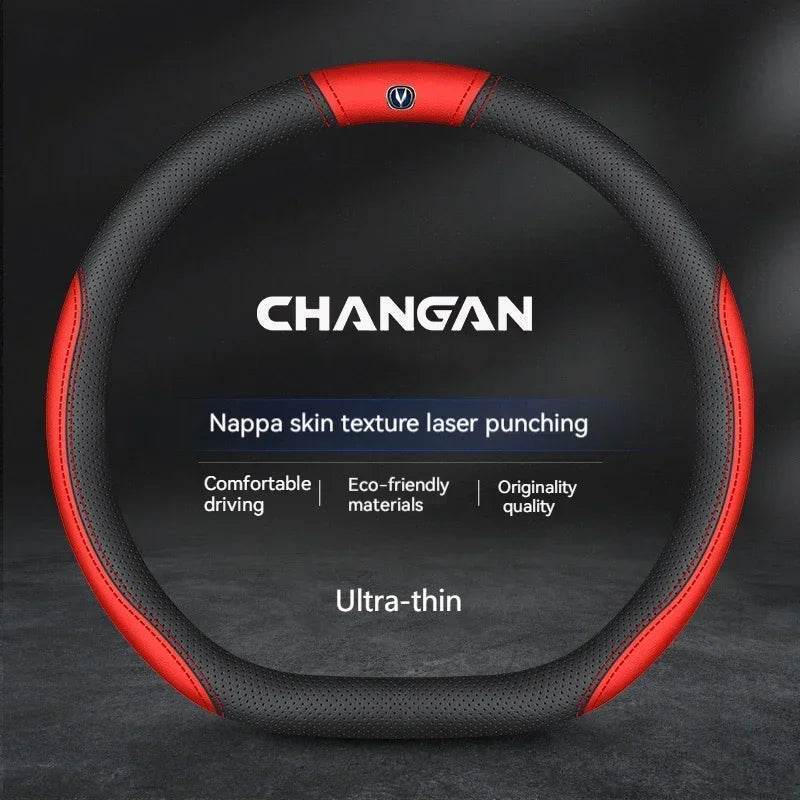 Changan Leather Steering Wheel Cover - D Style 1 red