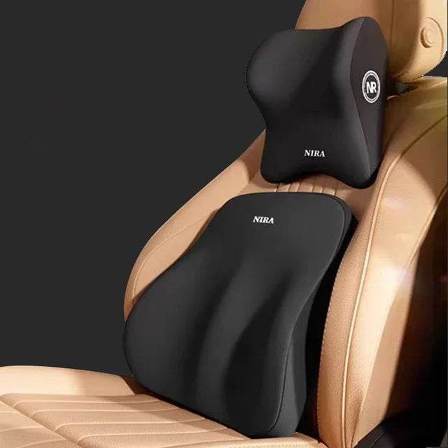 Car Neck Pillow & Back Cushion for Ultimate Comfort - Black Suit