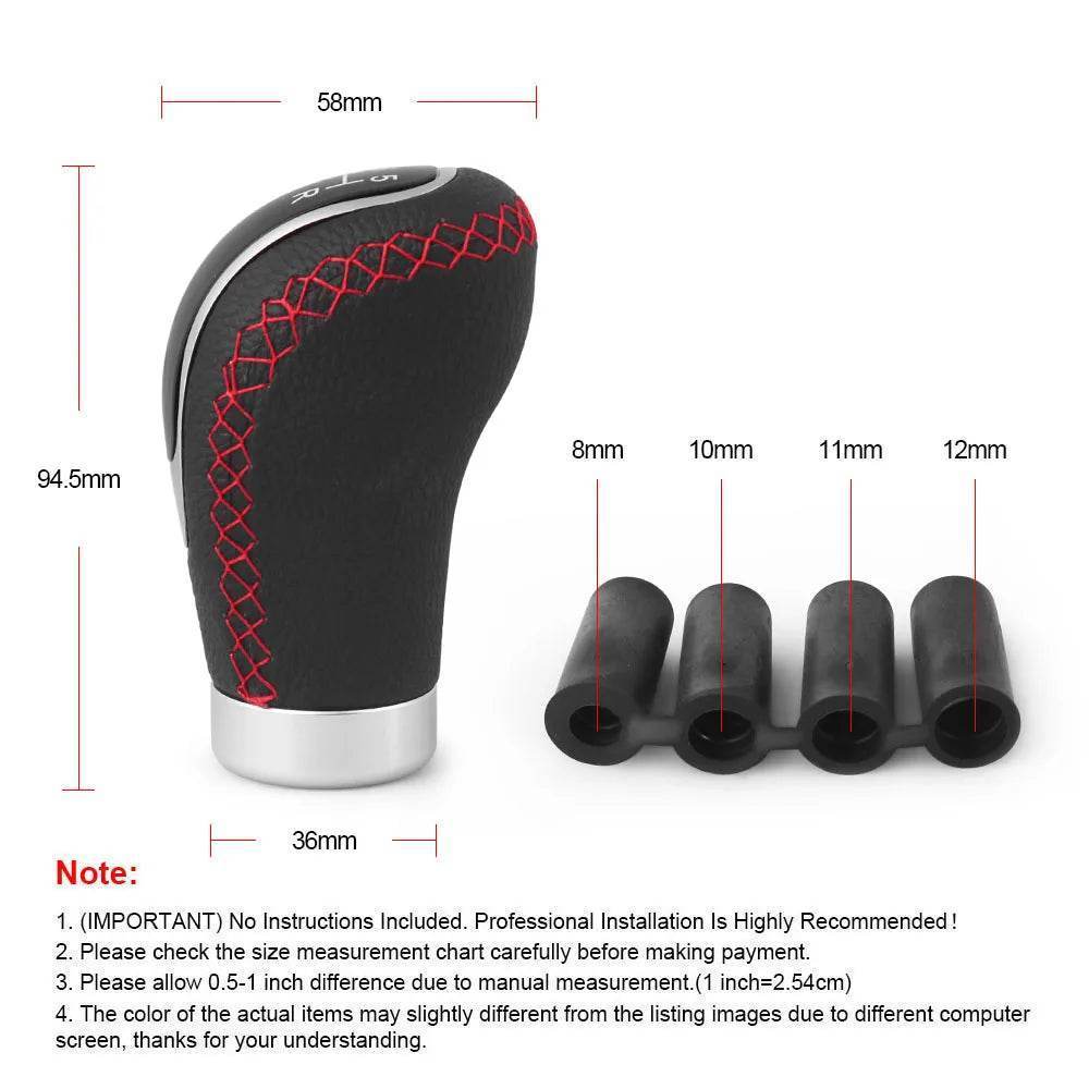 Universal 5/6-Speed PU Leather Gear Shift Knob | Manual Car Stick Head Replacement - Red