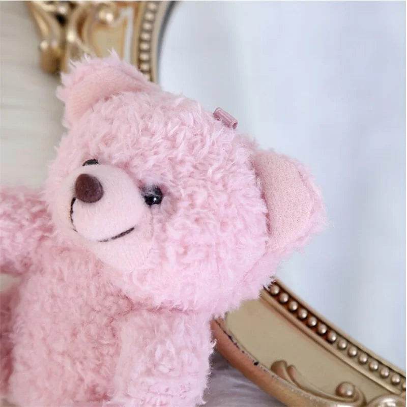 Mini Plush Teddy Bear Pendant – Curly Sitting Doll - White