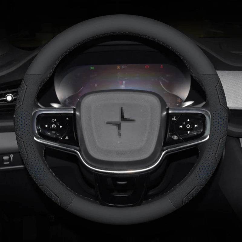 Polestar Carbon Fiber Suede Steering Wheel Cover - O Leather Blue