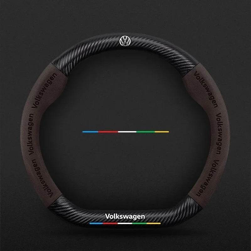 Volkswagen Leather Steering Wheel Cover - D-Brown