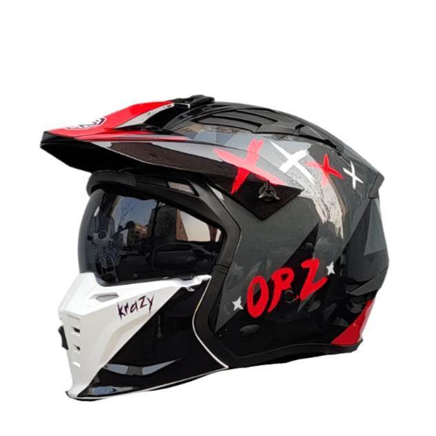 ORZ Vintage Warrior Motorcycle Helmet – Full & Half Helmet for Cruising & Motocross - 1