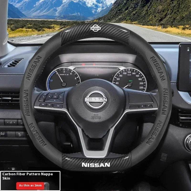 Nissan Carbon Fiber Steering Wheel Cover - D Style A black